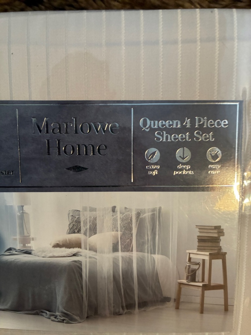 NWOT Marlowe Home Queen 4-Piece Sheet Set - Gray 1800 Thread Count